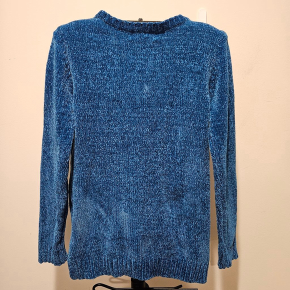 Karen Scott NWT Women's Turquoise Chenille Knit V-Neck Sweater XS - Picture 6 of 7